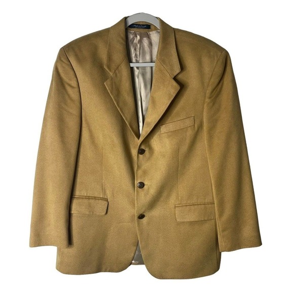 Chaps Ralph Lauren Men’s Size 40 S Blazer Sport Coat Microfiber 3 Button Camel - Picture 2 of 14